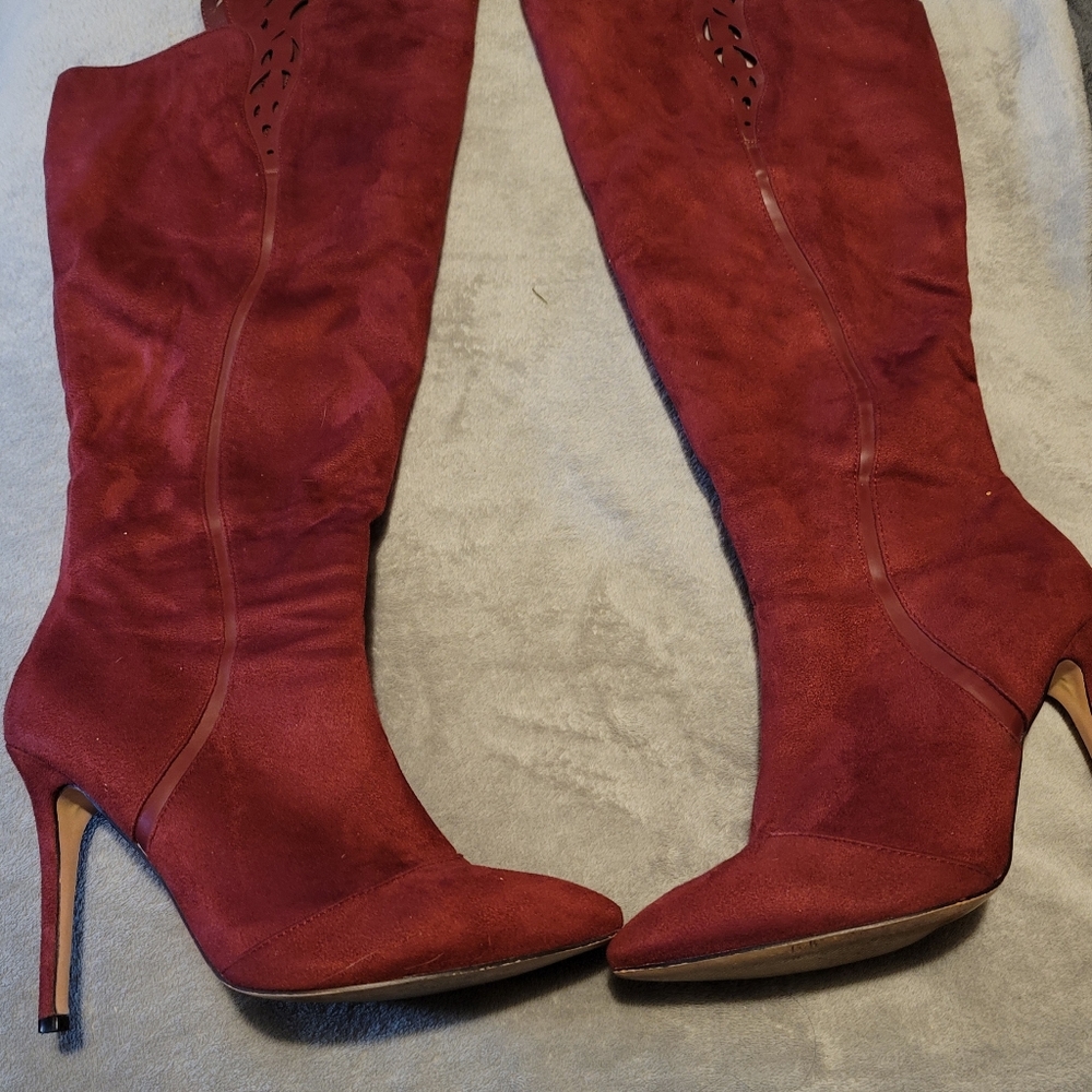Wine over the knee boots